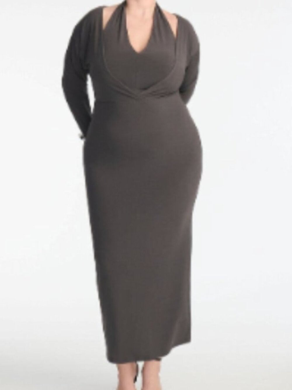 Eloquii maxi dress with halter layer